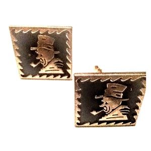 Vintage retro man/clown in top hat cufflinks